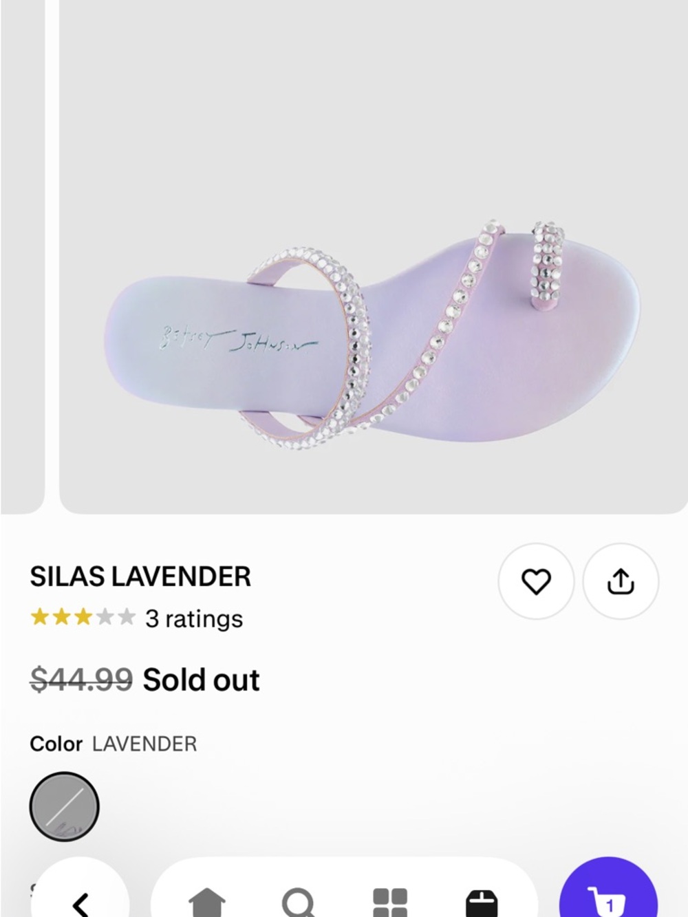 GUC Betsey Johnson lavender Silas sandal